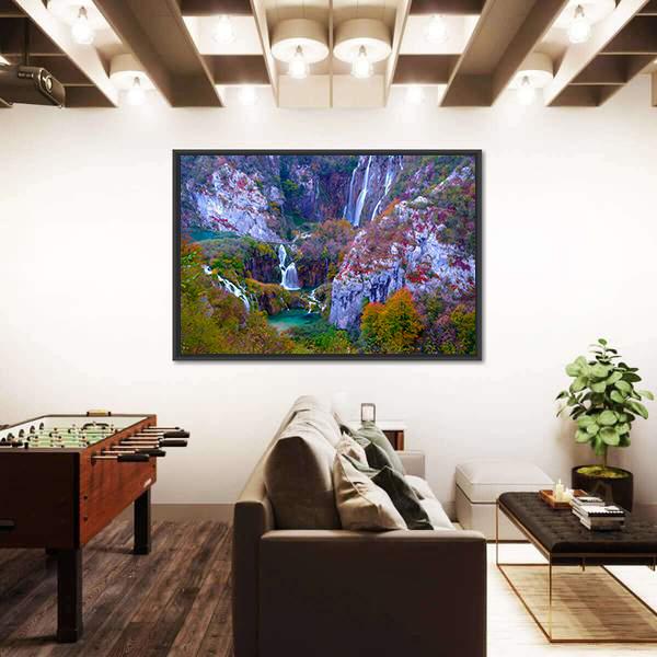 Waterfalls Of Plitvice National Park Canvas Wall Art-5 Horizontal-Gallery Wrap-22" x 12"-Tiaracle
