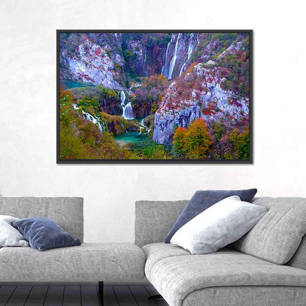 Waterfalls Of Plitvice National Park Canvas Wall Art-3 Horizontal-Gallery Wrap-25" x 16"-Tiaracle