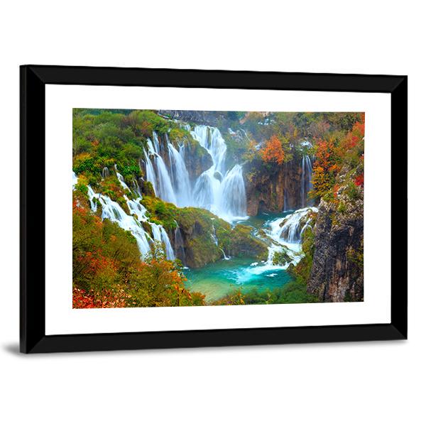 Waterfalls Of Plitvice National Park Canvas Wall Art-5 Horizontal-Gallery Wrap-22" x 12"-Tiaracle
