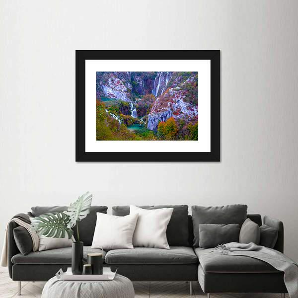 Waterfalls Of Plitvice National Park Canvas Wall Art-5 Horizontal-Gallery Wrap-22" x 12"-Tiaracle