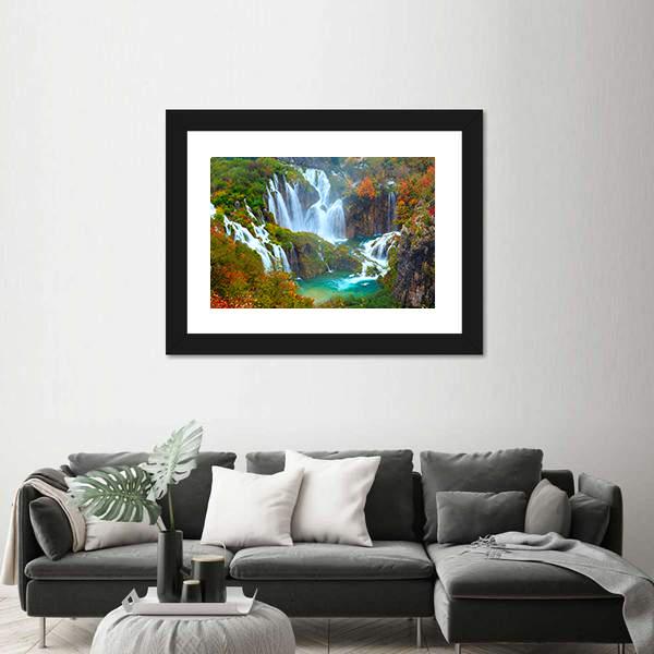 Waterfalls Of Plitvice National Park Canvas Wall Art-5 Horizontal-Gallery Wrap-22" x 12"-Tiaracle