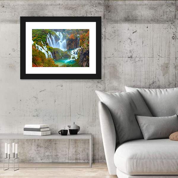 Waterfalls Of Plitvice National Park Canvas Wall Art-5 Horizontal-Gallery Wrap-22" x 12"-Tiaracle
