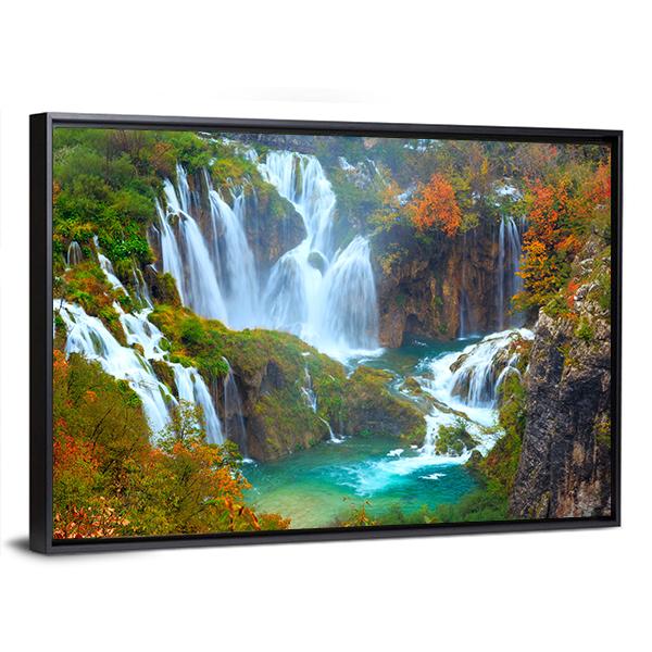 Waterfalls Of Plitvice National Park Canvas Wall Art-5 Horizontal-Gallery Wrap-22" x 12"-Tiaracle