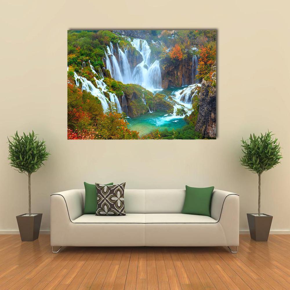Waterfalls Of Plitvice National Park Canvas Wall Art-1 Piece-Gallery Wrap-48" x 32"-Tiaracle
