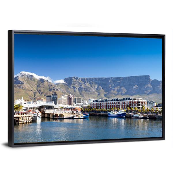 Waterfront And Table Mountain Canvas Wall Art-3 Horizontal-Gallery Wrap-25" x 16"-Tiaracle