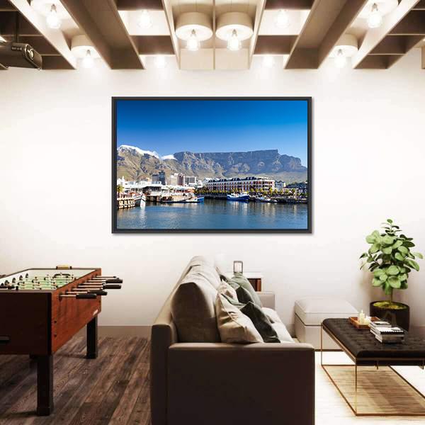Waterfront And Table Mountain Canvas Wall Art-3 Horizontal-Gallery Wrap-25" x 16"-Tiaracle