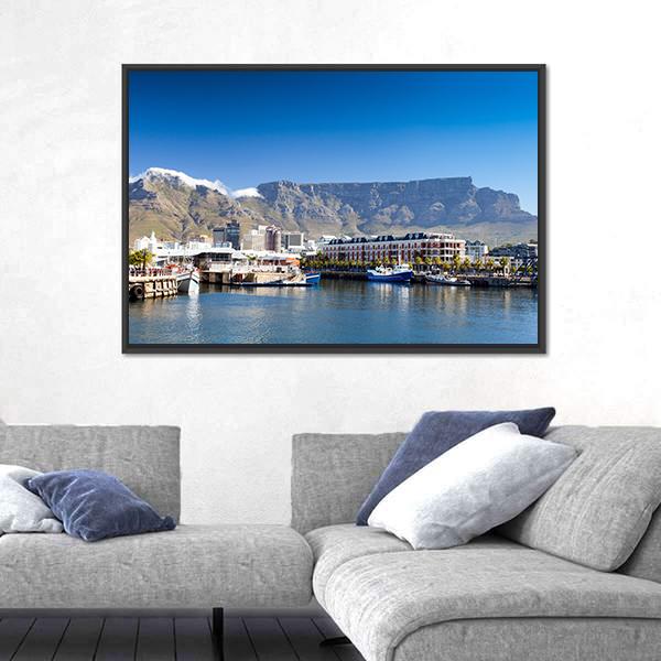 Waterfront And Table Mountain Canvas Wall Art-3 Horizontal-Gallery Wrap-25" x 16"-Tiaracle
