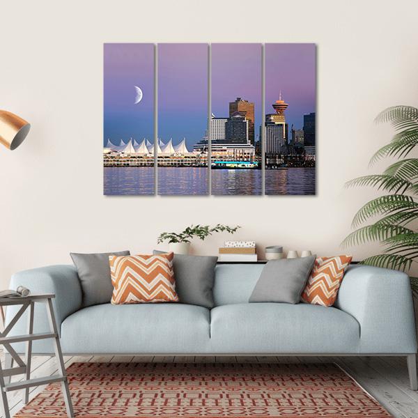 Waterfront At Canada Place Canvas Wall Art-4 Horizontal-Gallery Wrap-34" x 24"-Tiaracle