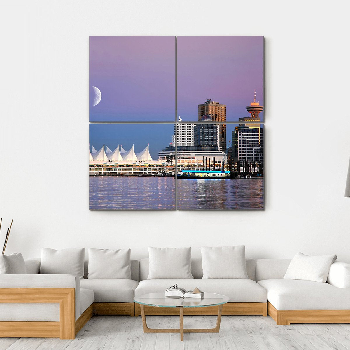 Waterfront At Canada Place Canvas Wall Art-4 Square-Gallery Wrap-17" x 17"-Tiaracle