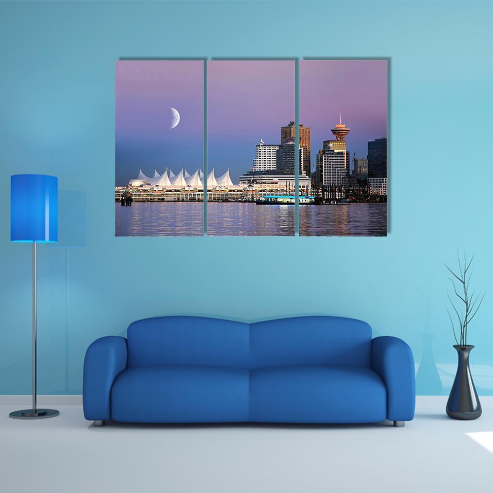 Waterfront At Canada Place Canvas Wall Art-3 Horizontal-Gallery Wrap-37" x 24"-Tiaracle