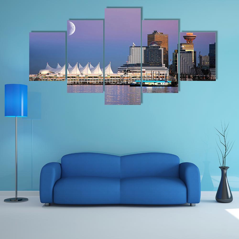 Waterfront At Canada Place Canvas Wall Art-1 Piece-Gallery Wrap-48" x 32"-Tiaracle