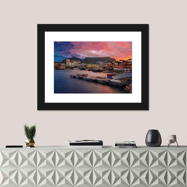 Waterfront At The Sunset Time Canvas Wall Art-1 Piece-Framed Print-20" x 16"-Tiaracle