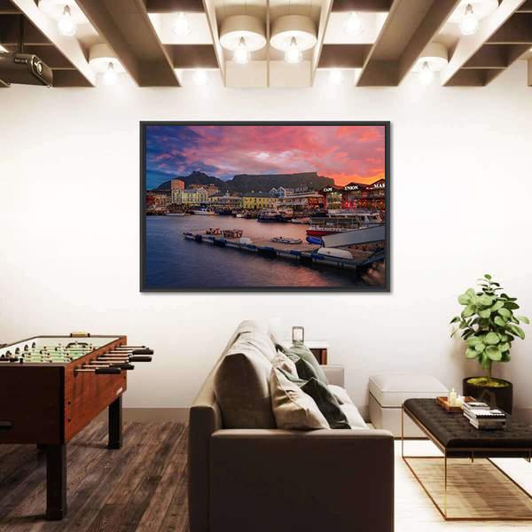 Waterfront At The Sunset Time Canvas Wall Art-3 Horizontal-Gallery Wrap-25" x 16"-Tiaracle