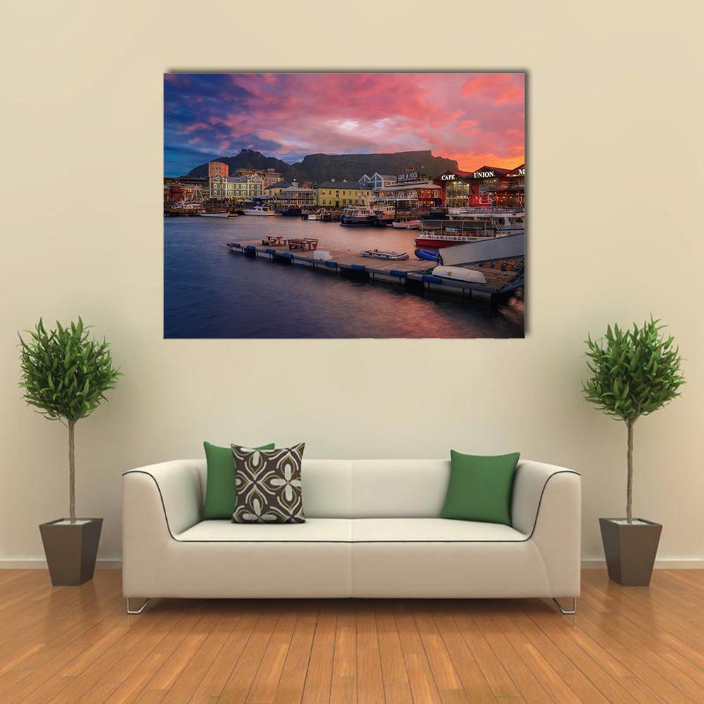 Waterfront At The Sunset Time Canvas Wall Art-1 Piece-Gallery Wrap-48" x 32"-Tiaracle