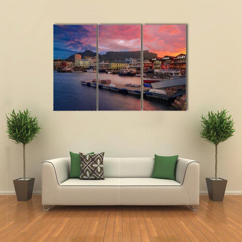 Waterfront At The Sunset Time Canvas Wall Art-3 Horizontal-Gallery Wrap-37" x 24"-Tiaracle