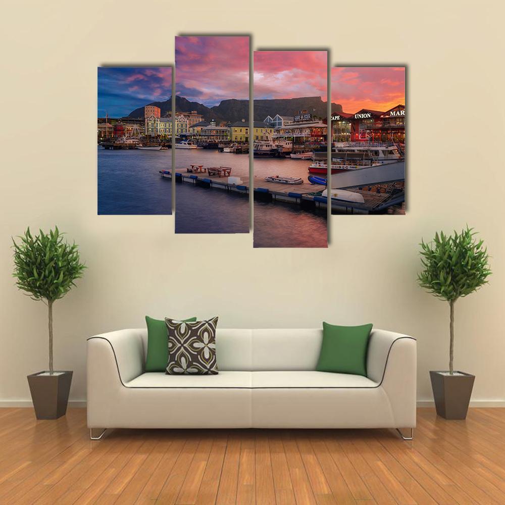 Waterfront At The Sunset Time Canvas Wall Art-4 Pop-Gallery Wrap-50" x 32"-Tiaracle
