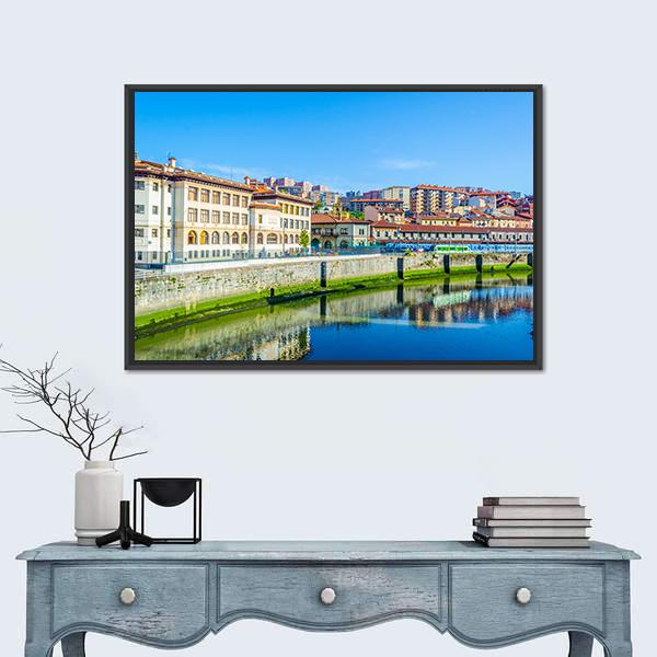 Waterfront Of The Nervion River Canvas Wall Art-1 Piece-Floating Frame-24" x 16"-Tiaracle
