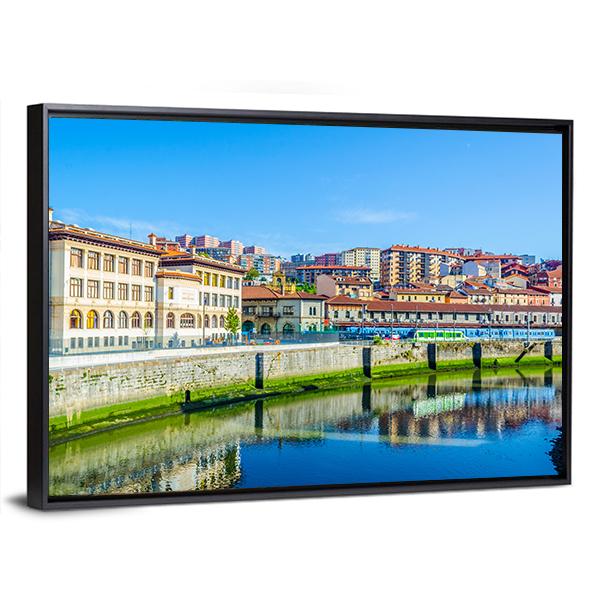 Waterfront Of The Nervion River Canvas Wall Art-3 Horizontal-Gallery Wrap-25" x 16"-Tiaracle