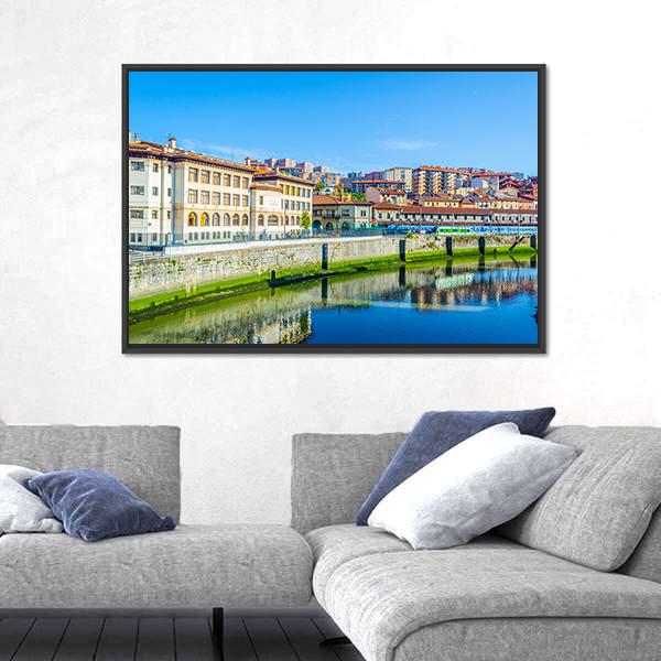 Waterfront Of The Nervion River Canvas Wall Art-3 Horizontal-Gallery Wrap-25" x 16"-Tiaracle