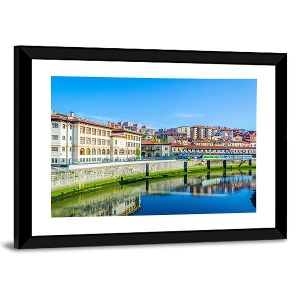 Waterfront Of The Nervion River Canvas Wall Art-3 Horizontal-Gallery Wrap-25" x 16"-Tiaracle
