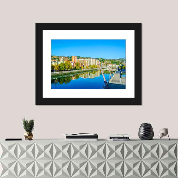 Waterfront Of The Nervion River In Bilbao Canvas Wall Art-1 Piece-Framed Print-20" x 16"-Tiaracle