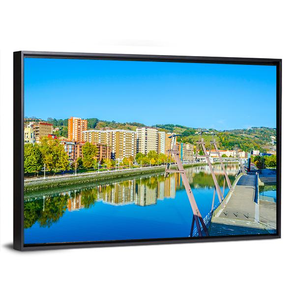 Waterfront Of The Nervion River In Bilbao Canvas Wall Art-3 Horizontal-Gallery Wrap-25" x 16"-Tiaracle