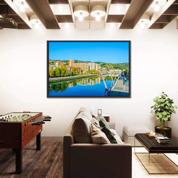 Waterfront Of The Nervion River In Bilbao Canvas Wall Art-3 Horizontal-Gallery Wrap-25" x 16"-Tiaracle