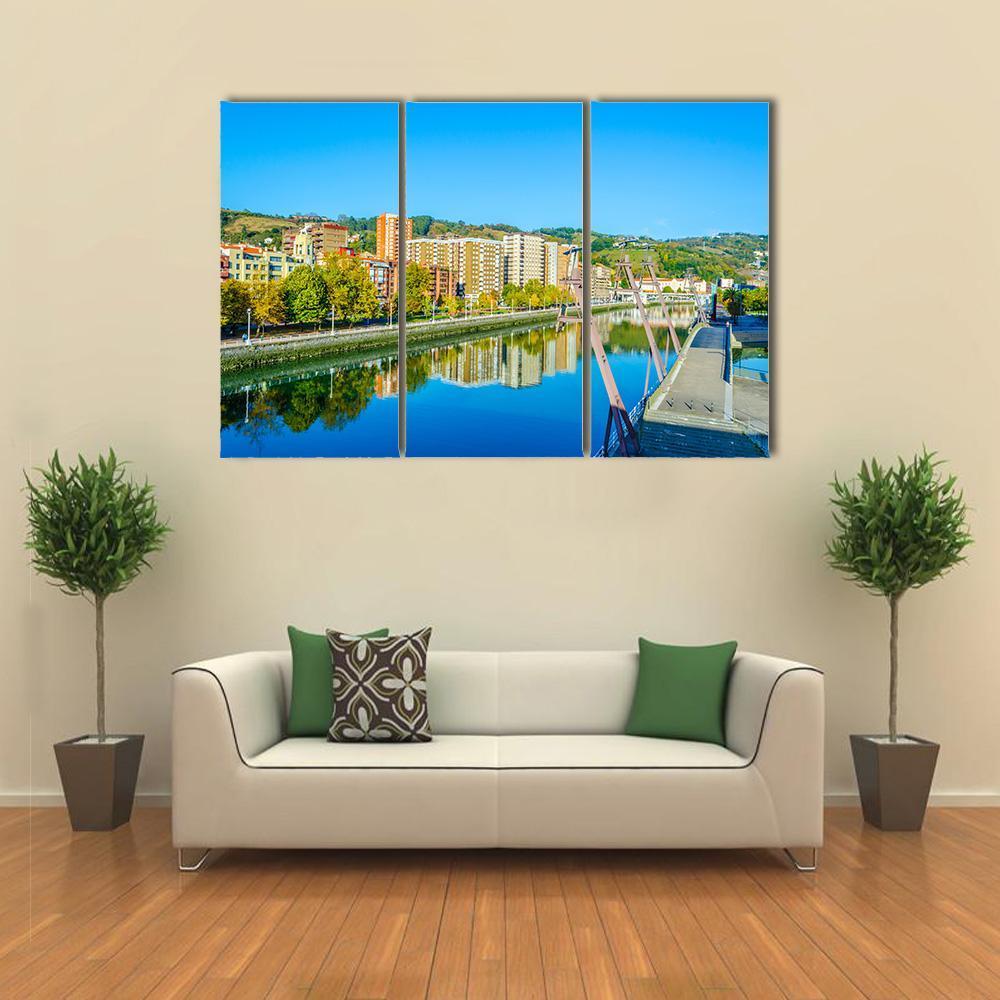 Waterfront Of The Nervion River In Bilbao Canvas Wall Art-3 Horizontal-Gallery Wrap-37" x 24"-Tiaracle