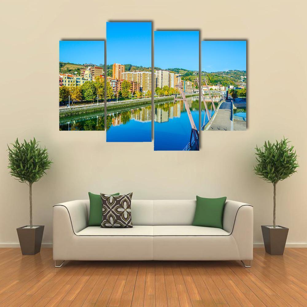 Waterfront Of The Nervion River In Bilbao Canvas Wall Art-4 Pop-Gallery Wrap-50" x 32"-Tiaracle