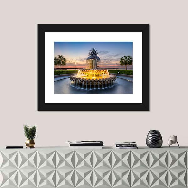 Waterfront Park Pineapple Fountain In Charleston Canvas Wall Art-3 Horizontal-Gallery Wrap-25&quot; x 16&quot;-Tiaracle