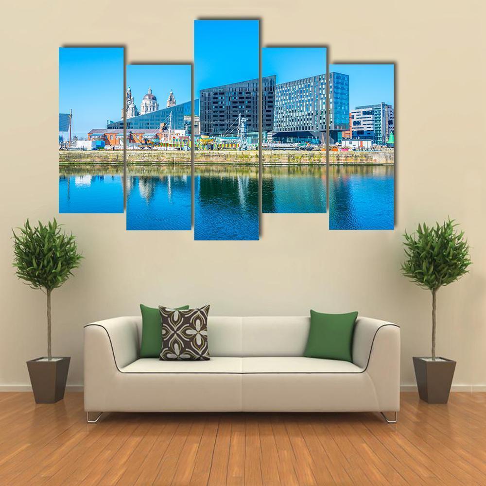 Waterside Of Liverpool In England Canvas Wall Art-5 Pop-Gallery Wrap-47" x 32"-Tiaracle