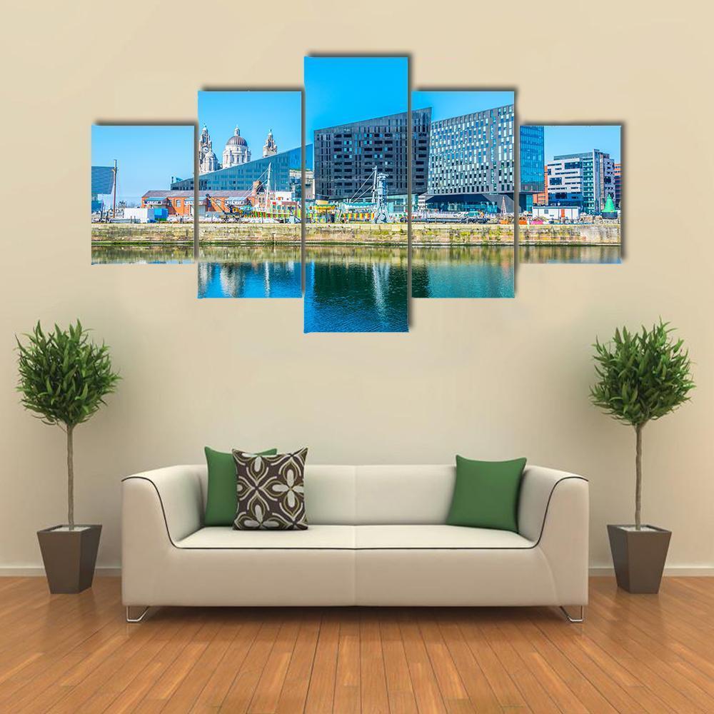 Waterside Of Liverpool In England Canvas Wall Art-5 Star-Gallery Wrap-62" x 32"-Tiaracle