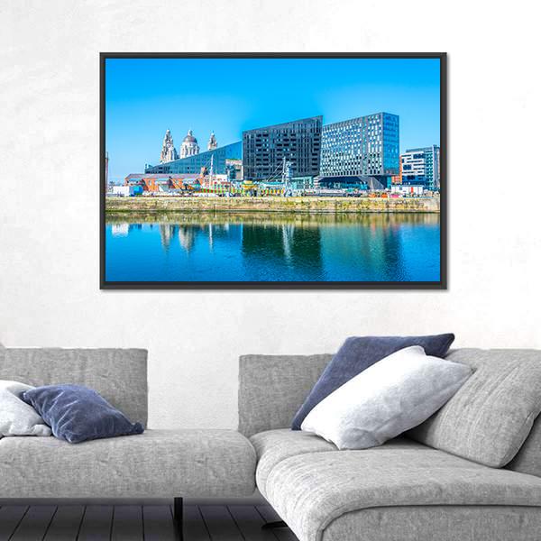 Waterside Of Liverpool In England Panoramic Canvas Wall Art-1 Piece-36" x 12"-Tiaracle