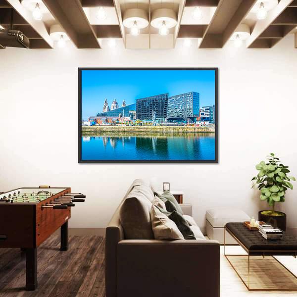 Waterside Of Liverpool In England Panoramic Canvas Wall Art-1 Piece-36" x 12"-Tiaracle