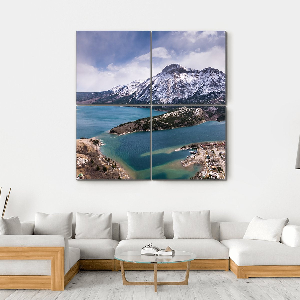 Waterton Lakes From The Bears Hump Canvas Wall Art-4 Square-Gallery Wrap-17" x 17"-Tiaracle