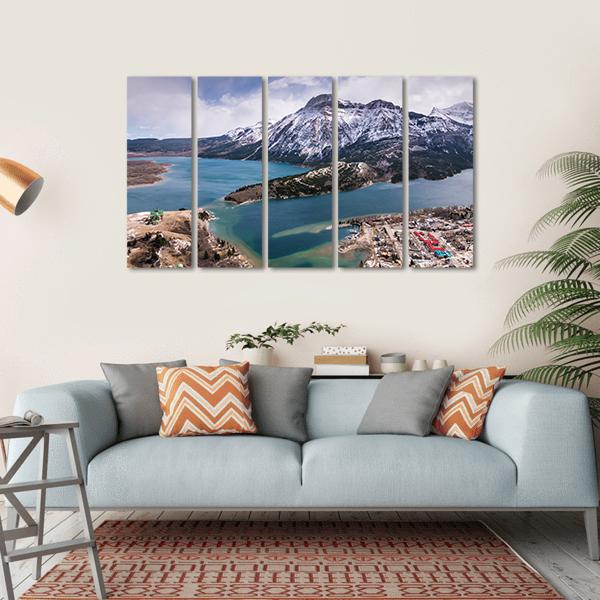 Waterton Lakes From The Bears Hump Canvas Wall Art-5 Horizontal-Gallery Wrap-22" x 12"-Tiaracle