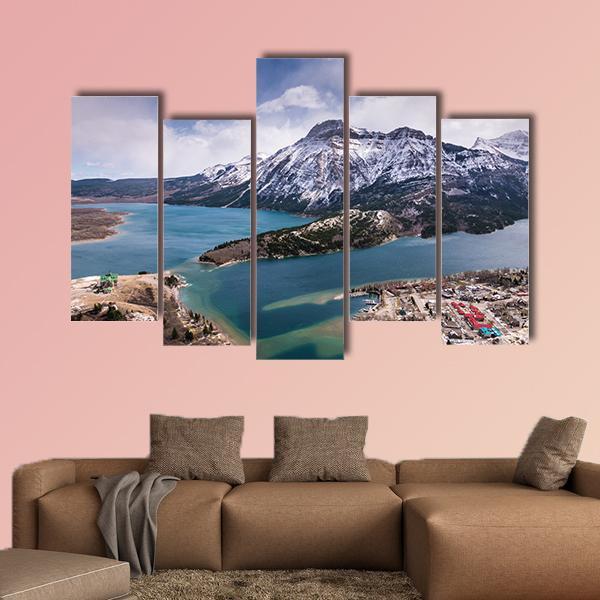 Waterton Lakes From The Bears Hump Canvas Wall Art-5 Pop-Gallery Wrap-47" x 32"-Tiaracle