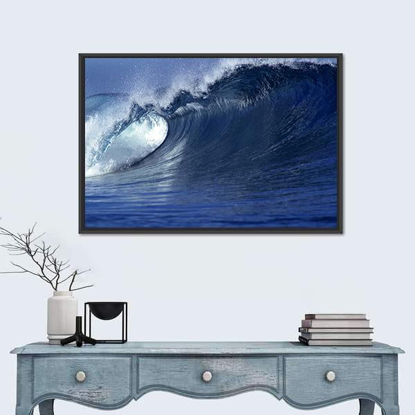 Wave In Ocean Fiji Canvas Wall Art-1 Piece-Floating Frame-24" x 16"-Tiaracle