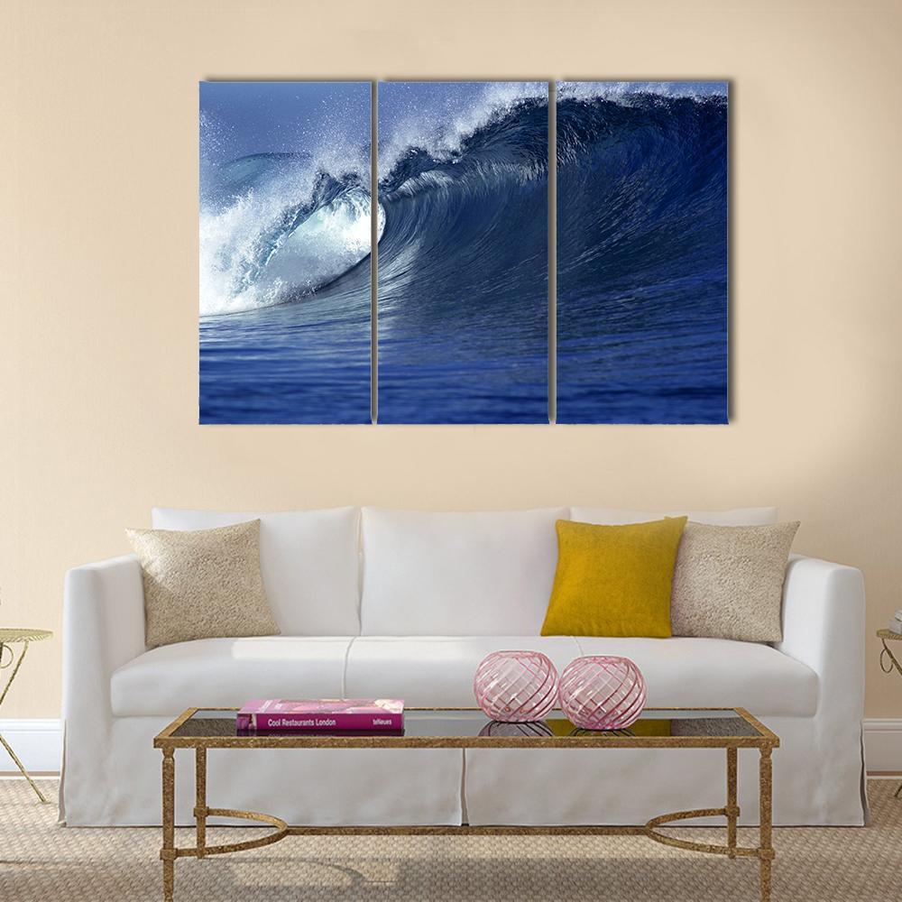 Wave In Ocean Fiji Canvas Wall Art-3 Horizontal-Gallery Wrap-37" x 24"-Tiaracle