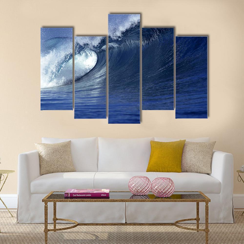Wave In Ocean Fiji Canvas Wall Art-5 Pop-Gallery Wrap-47" x 32"-Tiaracle