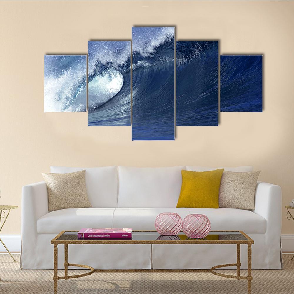 Wave In Ocean Fiji Canvas Wall Art-5 Star-Gallery Wrap-62" x 32"-Tiaracle