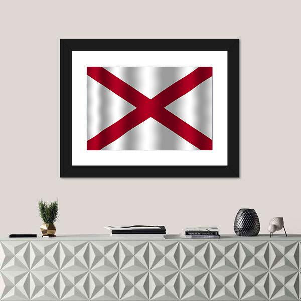 Waving Alabama State Flag Canvas Wall Art-1 Piece-Framed Print-20" x 16"-Tiaracle