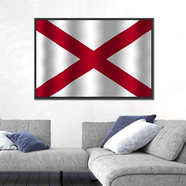 Waving Alabama State Flag Canvas Wall Art-5 Horizontal-Gallery Wrap-22" x 12"-Tiaracle