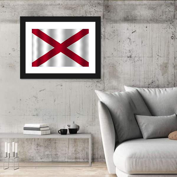 Waving Alabama State Flag Canvas Wall Art-5 Horizontal-Gallery Wrap-22" x 12"-Tiaracle