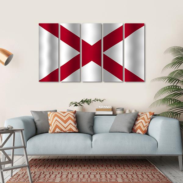 Waving Alabama State Flag Canvas Wall Art-5 Horizontal-Gallery Wrap-22" x 12"-Tiaracle