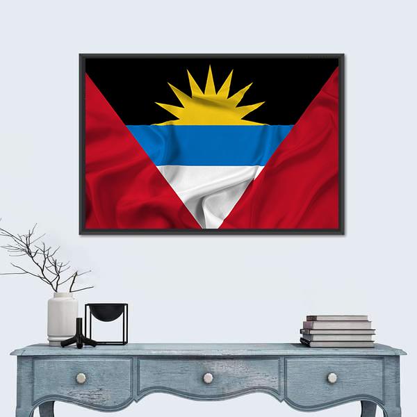 Waving Antigua And Barbuda Canvas Wall Art-1 Piece-Floating Frame-24" x 16"-Tiaracle