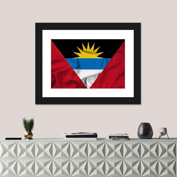 Waving Antigua And Barbuda Canvas Wall Art-1 Piece-Framed Print-20" x 16"-Tiaracle