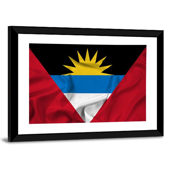 Waving Antigua And Barbuda Canvas Wall Art-3 Horizontal-Gallery Wrap-25" x 16"-Tiaracle