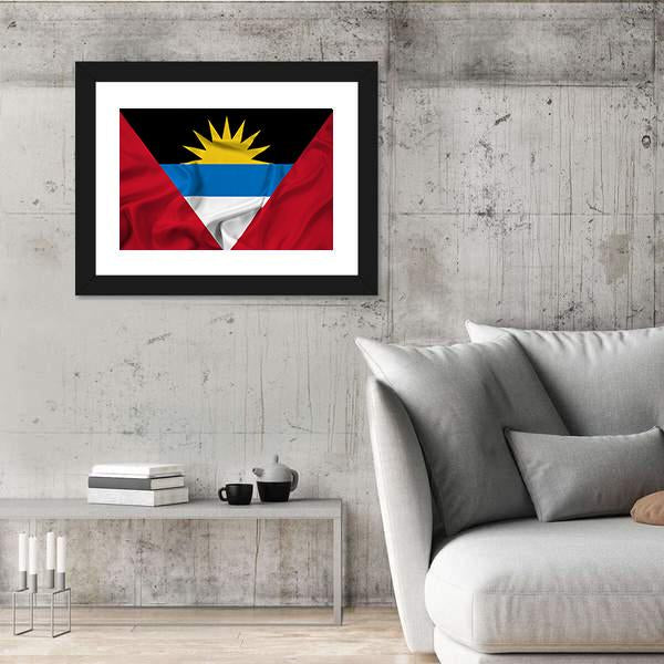 Waving Antigua And Barbuda Canvas Wall Art-3 Horizontal-Gallery Wrap-25" x 16"-Tiaracle