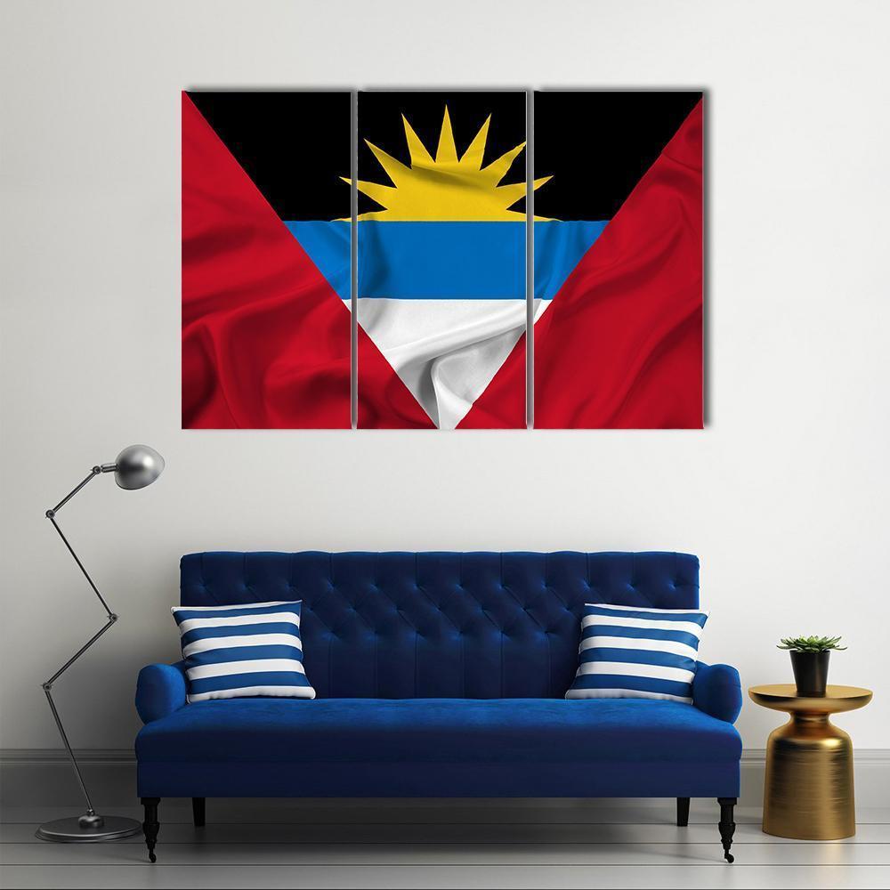 Waving Antigua And Barbuda Canvas Wall Art-3 Horizontal-Gallery Wrap-37" x 24"-Tiaracle